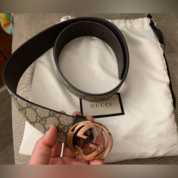 Authentic GUCCI GG Plus Monogram Interlocking G Belt in Dark Brown Size 75 - Picture 1 of 12